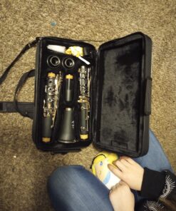 Glory GLY-PBK Professional Ebonite Bb Clarinet with 10 Reeds, Stand, Hard Case, Cleaning Cloth, Cork Grease, Mouthpiece Brush and Pad Brush, Black Black/Silver 35 8142mmjKseL