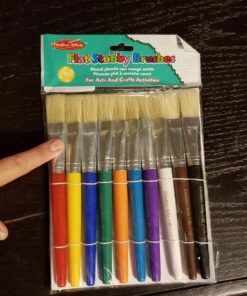 Charles Leonard Creative Arts Flat Tip Paint Brushes, Short Stubby Plastic Handle with Hog Bristle, 7.5 Inch, Assorted Colors, 10-Pack (73290) 5 8143HDTv L