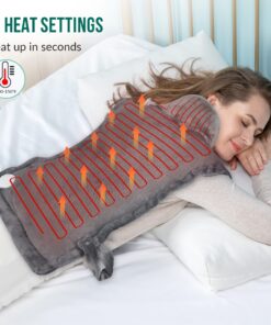 Snailax Heating Pad for Back Pain Relief, Electric Large Heating Pad for Neck and Shoulders,Cramps, Neck Warmer Weighted Wearable Back Heated Wrap, 6 Heat Settings & Auto Shut Off, Washable,Gifts 24" x 33"Gray 50 8143VUIFGUL