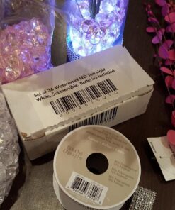 JINHEZO Submersible LED Light, Tea Lights, Pond Underwater Small LED Lights, Battery Operated 125 Hours, for Wedding Home Vase Festival Party Decoration White 24Pcs (Built-in 48 Batteries) 24 Pack 50 8143aTMRhuL