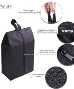 YAMIU Travel Shoe Bags Set of 4 Waterproof Nylon with Zipper for Men & Women, Black 4 Pack - Black 39 8143hKjBb8L