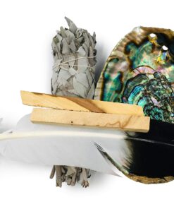 Feather Fanning Kit with Abalone Shell, Medium California White Sage, and Palo Santo Multicolor 15 81441q3LFHL