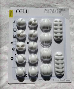 Cable Clips, OHill 16 Pack White Self Adhesive Cord Holder, Ideal Cable Management Cord Organizer Wire Keeper for Phone Charger, Computer, Desk, Home, Office, Car, Nightstand 55 81456EYClwL
