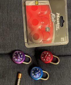 Master Lock Padlock, Mini Dial Combination Lock, 1-9/16 in. Wide, Color Assortment Pack, 1533TRI (Pack of 3) 3 count (Pack of 1) 30 8145h5r8gHL