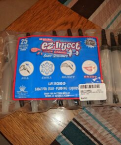 EZ-Inject 25 Pack Plastic Syringes for Jello Shots 1.5oz - 100% Safe and Reusable Jello Shot Syringes with Caps - Medium Syringe Shots Holiday and Halloween Party Supplies for Adults 34 8146CZyl vL