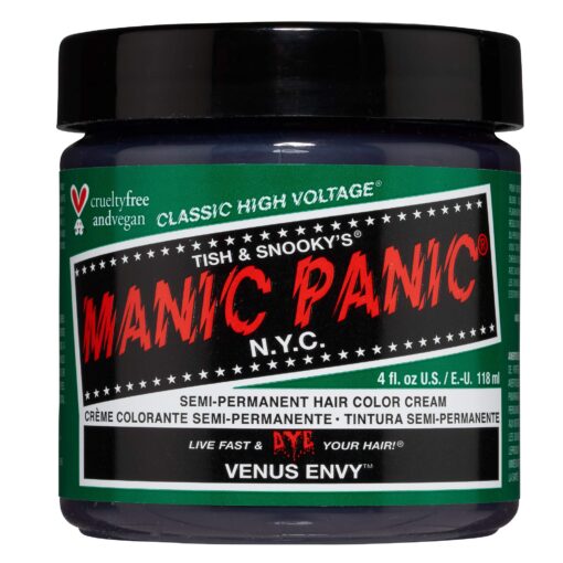 MANIC PANIC Venus Envy Hair Dye – Classic High Voltage - Semi Permanent Hair Color - Dark Neutral Green Shade - For Dark & Light Hair – Vegan, PPD & Ammonia-Free - For Hair Coloring on Men & Women 4 Fl Oz (Pack of 1)