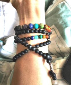 COAI 108 Japa Mala 7 Chakra Stone Wrap Bracelet Necklace Matte Onyx 38 8146j6NSZqL