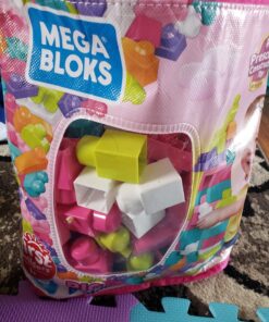 MEGA BLOKS Fisher-Price Toddler Block Toys, Big Building Bag with 80 Pieces and Storage Bag, Pink, Gift Ideas for Kids Age 1+ Years Pink Bag 35 8147Dr6e2AL