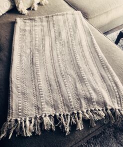 DII Braided Striped Throw, 50x60, Stone 34 8148V56TAPL