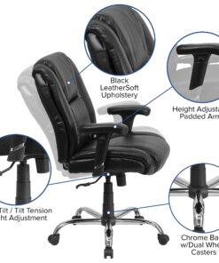 Flash Furniture HERCULES Series Big & Tall 400 lb. Rated Black LeatherSoft Ergonomic Task Office Chair with Chrome Base and Adjustable Arms 1 26 8149eXOHp4L