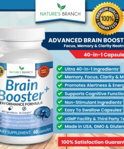 40-in-1 Brain Booster Supplement For Focus, Memory, Clarity, Energy | Advanced Vitamins Plus eBook | For Men & Women, Cognitive Function Nootropic Support with DMAE, Brain Health Formula | 60 Capsules 22 8149uUvpb9L