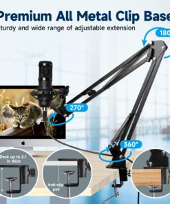 USB Microphone Podcast Equipment Bundle Microphone for PC 192khz/24bit Studio Cardioid Condenser Mic Kit Gaming Mics Studio Microphone for Singing, Streaming Microphone for Recording with Mic Boom Arm 10 814B gxEAwL