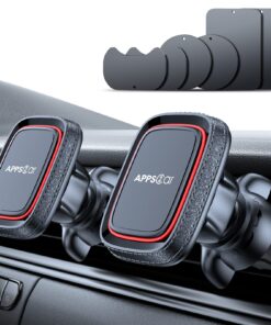 APPS2Car 2 Packs Magnetic Phone Car Mount, in Car Phone Holder Air Vent Magnetic, 6 N52 Magnets Universal Mobile Phone Holders for Cars, for iPhone Pro Max Samsung S22 Ultra P30 GPS Black-Red 30 814BItYb7BL