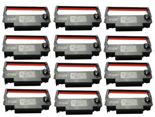 Generic EP30R Compatible Ink Ribbon for Epson ERC 30/34/38, Black/Red, 12 Piece