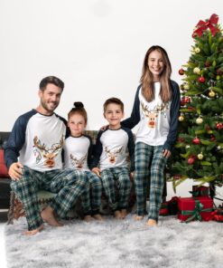 Alternative view of Rnxrbb Holiday Christmas Pajamas Family Matching Pjs Set Xmas Jammies for Couples Youth Men X-Large Light Deer