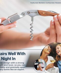 Hicoup Wine Opener - Professional Corkscrews for Wine Bottles w/Foil Cutter and Cap Remover - Manual Wine Key for Servers, Waiters, Bartenders and Home Use - Classic Rosewood 29 814E10HdPKL