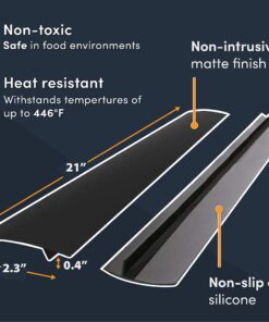 Linda’s Essentials Silicone Stove Gap Covers (2 Pack), Heat Resistant Oven Gap Filler Seals Gaps Between Stovetop and Counter, Easy to Clean Stove Gap Guard (21 Inches, Black) 21 Inches 28 814F 6FU5 L