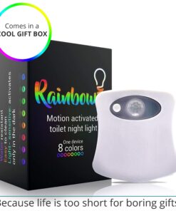 RainBowl Toilet Bowl Night Light with Motion Sensor - Funny Mens Stocking Stuffers 2023 - Unique Cool Gadget - Gag Christmas Gift for Dad, Boyfriend, Husband - White Elephant Gifts Idea, Secret Santa 35 814GlAEHSzL