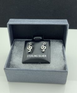 Sterling Silver G-clef Music Note Stud Earrings - 0.43in 10 814H0BmVXOL