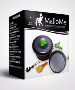 MalloMe Camping Cookware Mess Kit for Backpacking Gear – Camping Cooking Set - Camping Pots and Pans Set - Backpacking Stove/Portable Stove Compatible - Camp Kitchen Equipment Accessories Pot 1 Liter Pot 40 814H7jLLnCL