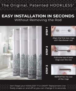 Hookless RBH14LS09 Shower Curtain- Frosty White Frosty PEVA 10 814IK2IAjaL