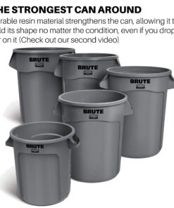 Rubbermaid Commercial Products BRUTE Heavy-Duty Trash/Garbage Can, 32-Gallon, Gray, Waste Container Home/Garage/Bathroom/Outdoor/Driveway 1 Pack 21 814JzZUlAPL 1