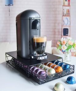RECAPS Coffee Pod Holder Pod Drawer Storage Pods Holder Coffee Capsules Kitchen Organizer Compatible with Vertuoline Vertuo Stores 40 Capsules Black Color Cast Iron 33 814L9f4LJFS