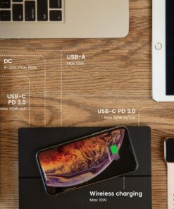 ARROE App-Enabled Laptop Power Bank 20000mAh with Accessories: USB-C PD 60W Wall Charger, International Adaptor Plugs & Laptop Connectors - Smart Charging System for All Devices 30 814Ll90waqS