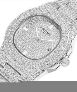 Alternative view of FANMIS Unisex Luxury Crystal Diamond Watches Silver Gold Fashion Quartz Analog Watch Stainless Steel Band Bracelet Big Face Women's Men's