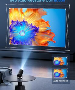CLOKOWE 4K Mini Projector with WiFi and Bluetooth, 180° Rotation & Auto Keystone, Full HD 1080P Supported, Portable HY300 Outdoor Movie Projector, Compatible with TV Stick/Windows/iOS/Android/HDMI/USB T08 19 814NSx91T0L
