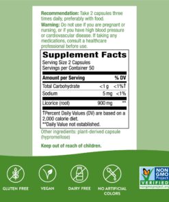 Nature's Way Licorice Root Capsules for Adults, Traditional Digestive Health Support Supplement*, 900 mg per serving, 100 Vegan Capsules 23 814OToQwFdL