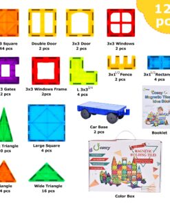 cossy 120Pcs Magnet Tiles Magnetic 3D Building Blocks Set Educational Construction Toys for 3+ Year Kids with Stronger Magnets, Rivets-Fastened, Educational, Recreational, Conventional 120 38 814QmyUHgL