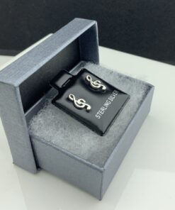Sterling Silver G-clef Music Note Stud Earrings - 0.43in 11 814RJP20uBL