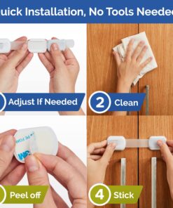 Child Safety Strap Locks (10 Pack) Baby Locks for Cabinets and Drawers, Toilet, Fridge & More. 3M Adhesive Pads. Easy Installation, No Drilling Required, White/Gray 30 814Rv8KWMTL