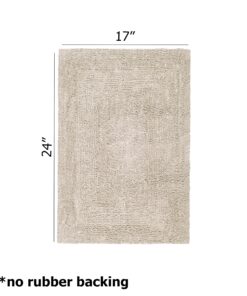 COTTON CRAFT Smith Set of 2 Cotton Handmade Heavyweight Reversible Racetrack Bath Rugs, 17 inch x 24 inch, Linen 12 814Sh2JPvL