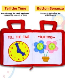 Pockets of Learning Personalized My Quiet Book - Montessori Basic Life Skills Activity Toys | Interactive Preschool Activity Busy Book for Toddlers & Children, Soft Fabric Original Quiet Travel Book 16 814U XT624L