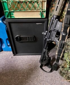 Amazon Basics Steel Home Security Safe with Programmable Electronic Keypad Lock, Secure Documents, Jewelry, Valuables, 1.52 Cubic Feet, Black, 13.8"W x 13"D x 16.5"H 55 814UplvjFoL