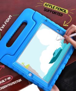 HDE Case for iPad 9.7-inch 2018 / 2017 Kids Shockproof Bumper Hard Cover Handle Stand with Built in Screen Protector for New Apple Education iPad 9.7 Inch (6th Gen) / 5th Generation iPad 9.7 - Blue 18 814VayvoiFL