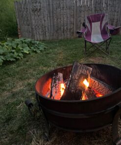 Sunnydaze 34-Inch Cauldron Style Outdoor Fire Pit Bowl with Spark Screen, Log Poker, and Wood Grate - Dark Bronze Finish 34 in 43 814VnRO40DL