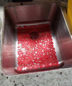 iDesign Blumz Floral BPA-Free Flexible PVC Plastic Large Sink Protector Mat - 16" x 12.5", Red 15 814X4 NFsSL