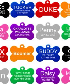 Providence Engraving Pet ID Tags in 8 Shapes, 8 Colors, and Two Sizes - Personalized Dog and Cat Tags with 4 Lines of Customizable Text
