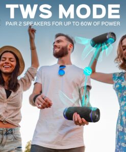 TREBLAB HD77 - Wireless Bluetooth Speaker - 30W Stereo, 20H Battery, IPX6 Waterproof, TWS Mode, Portable Speaker with Shockproof/Dustproof Body, Black 25 814YnTjVqmL