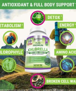 FRESH HEALTHCARE Premium Chlorella Supplement, 1200mg Pure Vegan Powder Capsules, 180 Chlorophyll and CFG Pills, Natural Detox Superfood, Naturally Contains B Vitamins and Minerals 25 814ZBayaHIL