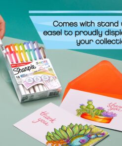 SHARPIE S-Note Duo Dual-Ended Creative Markers, Part Highlighter, Part Art Marker, Assorted Colors, Fine and Chisel Tips, Includes Stand-up Easel, 16 Count 35 814ZKJramTL