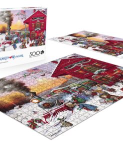 Buffalo Games - Charles Wysocki - Whistle Stop Christmas - 500 Piece Jigsaw Puzzle Red, Violet, Green, 21.25"L X 15"W 20 814bKcT7b1L