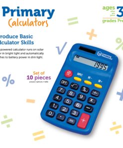 Learning Resources Primary Calculator - 10 Pieces, Ages 3+, Basic Solar Powered Calculators, Teacher Supplies, Back to School Supplies 13 814ch4V4g6L