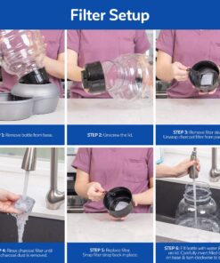 Petmate Replendish Automatic Gravity Waterer for Cats and Dogs, BPA-Free, No Batteries Required, Includes Charcoal Filter, 0.5 Gallon,Silver Silver 0.5 GAL 43 814clo1ZCXL