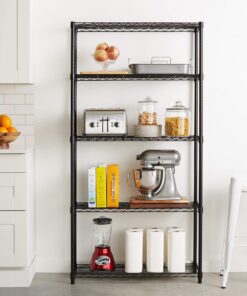 Alternative view of Amazon Basics 5-Shelf Adjustable, Heavy Duty Storage Shelving Unit (350 lbs loading capacity per shelf), Steel Organizer Wire Rack, Black, 36" L x 14" W x 72" H No Wheels