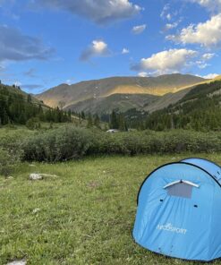 Abco Small Pop Up Tent and Automatic Instant Portable Cabana Beach Small Tent - 2 Person Pop Up Tent - 2 Doors Emergency Tent - Water-Resistant, UV Protection Sun Shelter with Carrying Bag (Sky Blue) 40 814eB6IE1FL