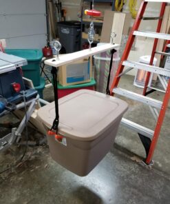 Partsam 440Lbs Lift Electric Hoist Crane Remote Control Power System, 110V Electric Hoist Zinc-Plated Steel Wire Overhead Crane Garage Ceiling Pulley Winch w/Straps (w/Emergency Stop Switch) 58 814eLhAfML